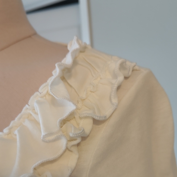 Express White Ruffle V-Neck Tee - Picture 5 of 6